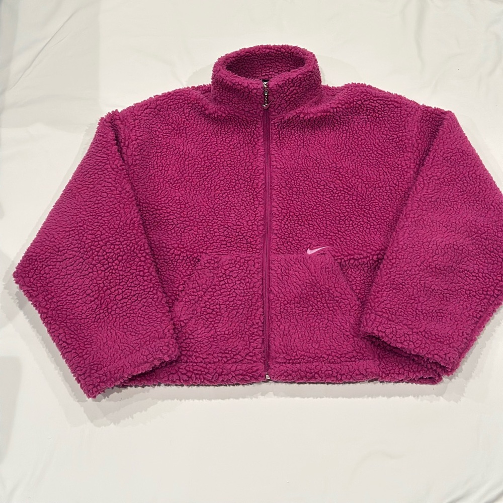 Women’s Cropped Nike Sherpa Fleece Zip Jacket XL